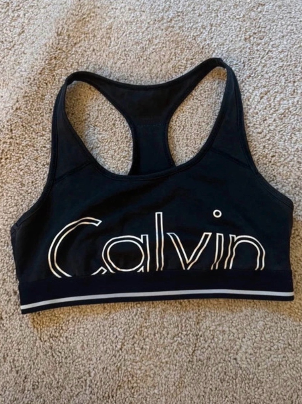 Calvin Klein Black Racerback Logo Sports Bra